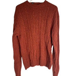 Vintage 70's The Denver Men's Crew Neck Cable Pullover Sweater 100% Merino Wool